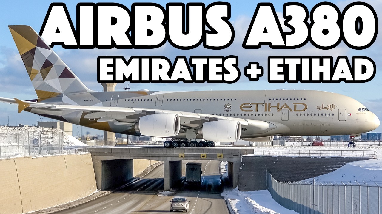 ICONIC! Emirates and Etihad Airbus A380 close up action in Toronto (YYZ/CYYZ)