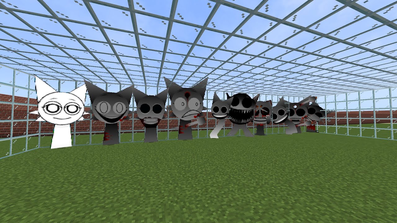 new sprunki wenda phase 1-20 in glass house in minecraft pe