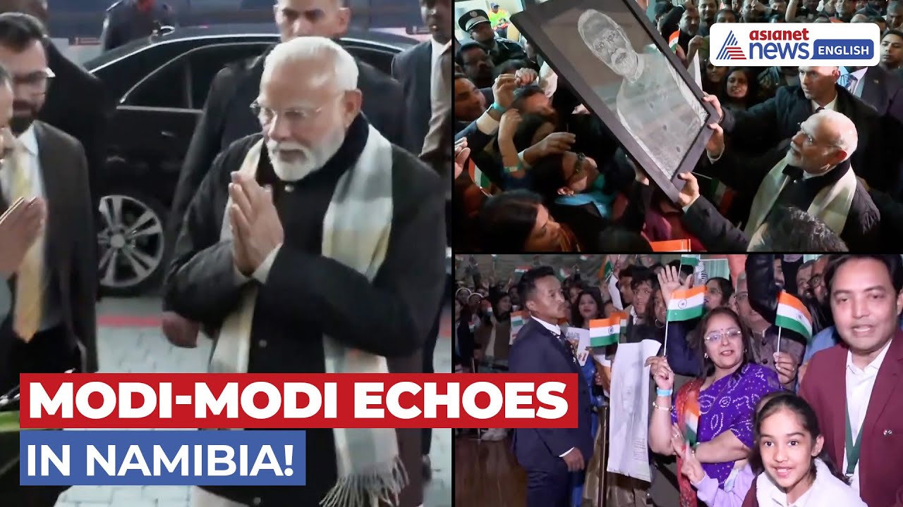 PM Modi's Grand Welcome by Indian Diaspora in Namibia's Windhoek