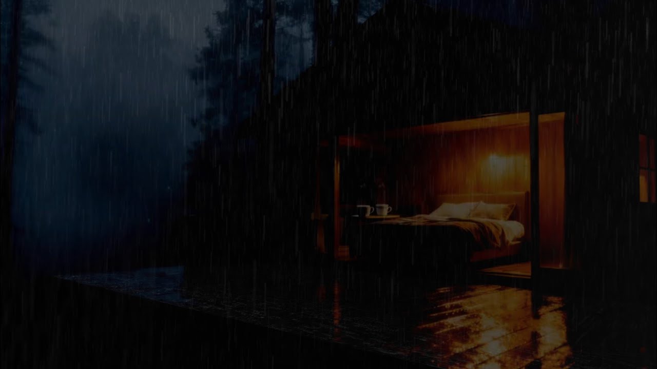 Rainy Forest Cabin at Night 🌧 Soothing Rain Sounds for Sleeping
