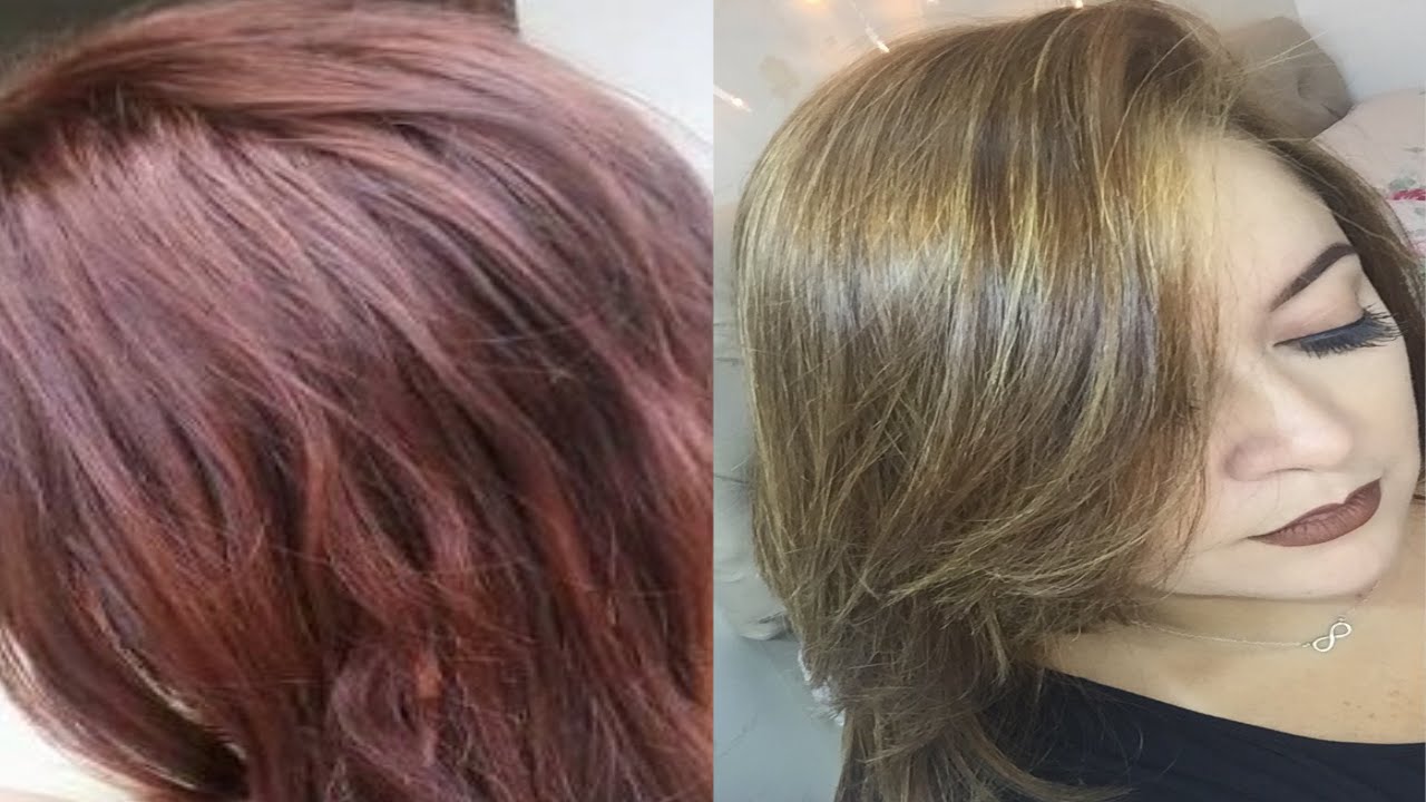 COMO TIRAR TINTA VERMELHA DO CABELO / Do ruivo desbotado para o loiro escuro!