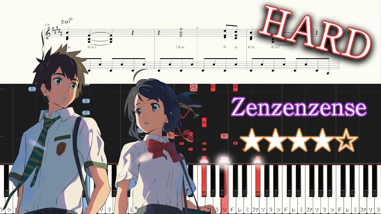 Your Name OST - Zenzenzense - Hard Piano Tutorial + Sheets