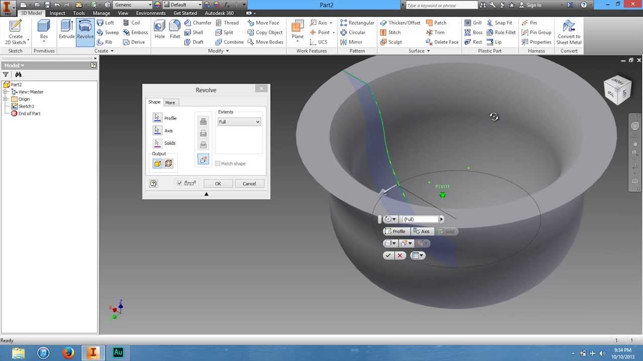 08 How to Use the Revolve Create Tool in Autodesk Inventor