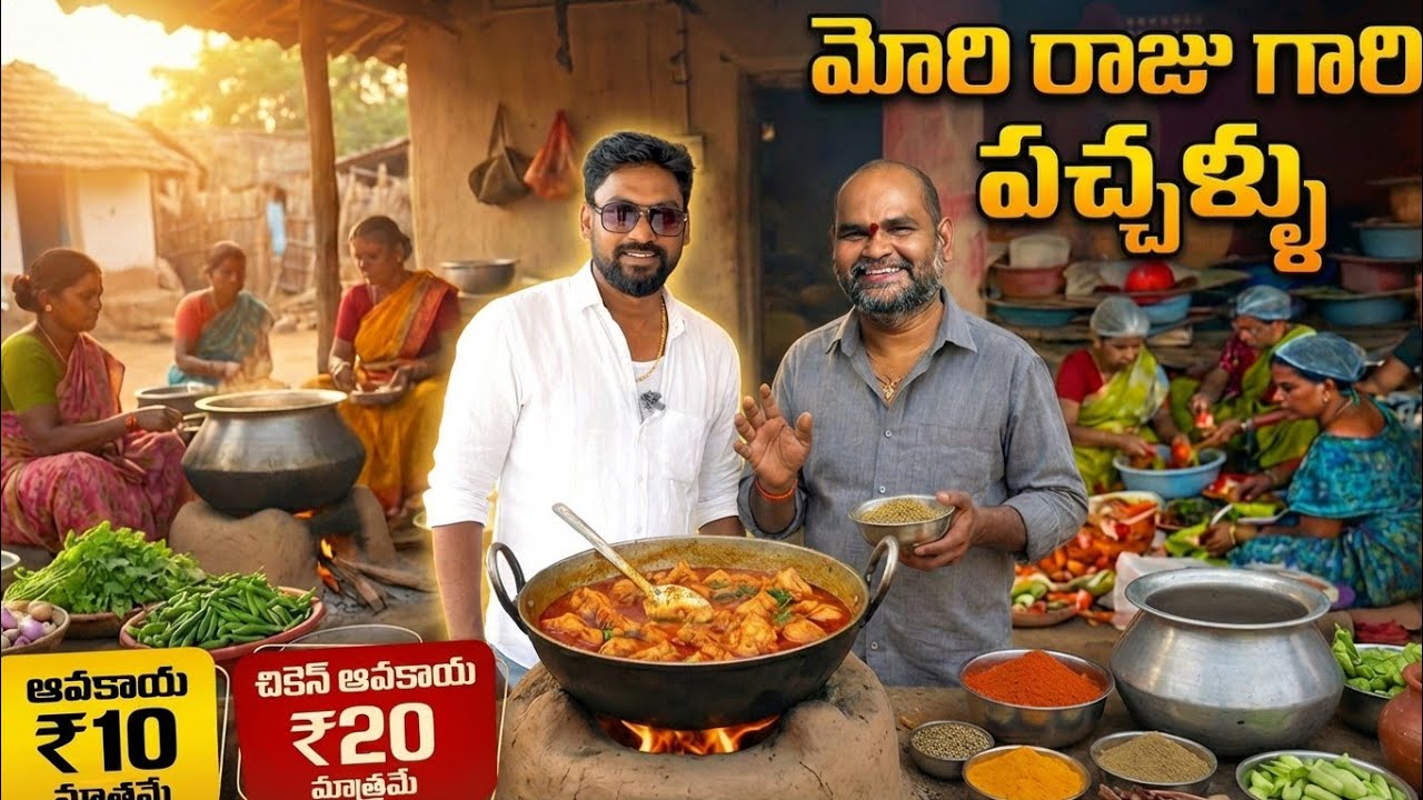 మోరి రాజు గారి పచ్చళ్ళు 😱 ఆవకాయ ₹10 మాత్రమే | చికెన్ ఆవకాయ ₹20 | Village Pickles Telugu