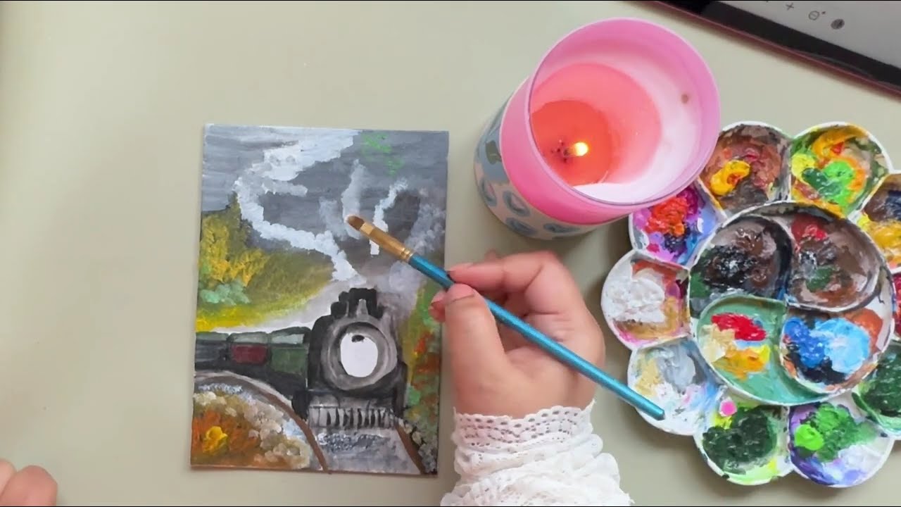 Magical Steam Train Through the Jungle 🚂🌿 | Acrylic Painting Process