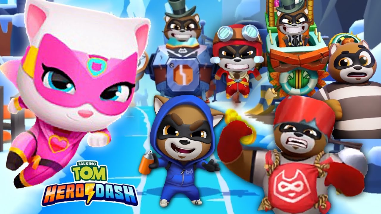 Angela vs raccoonz hero dash 2021 coconut raccoon (Talking Tom hero dash Raccoon Boss)