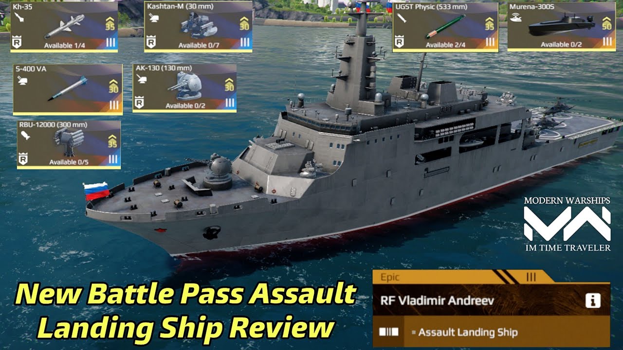 Modern Warships RF Vladimir Andreev | New Battle Pass Assault Landing Ship Review