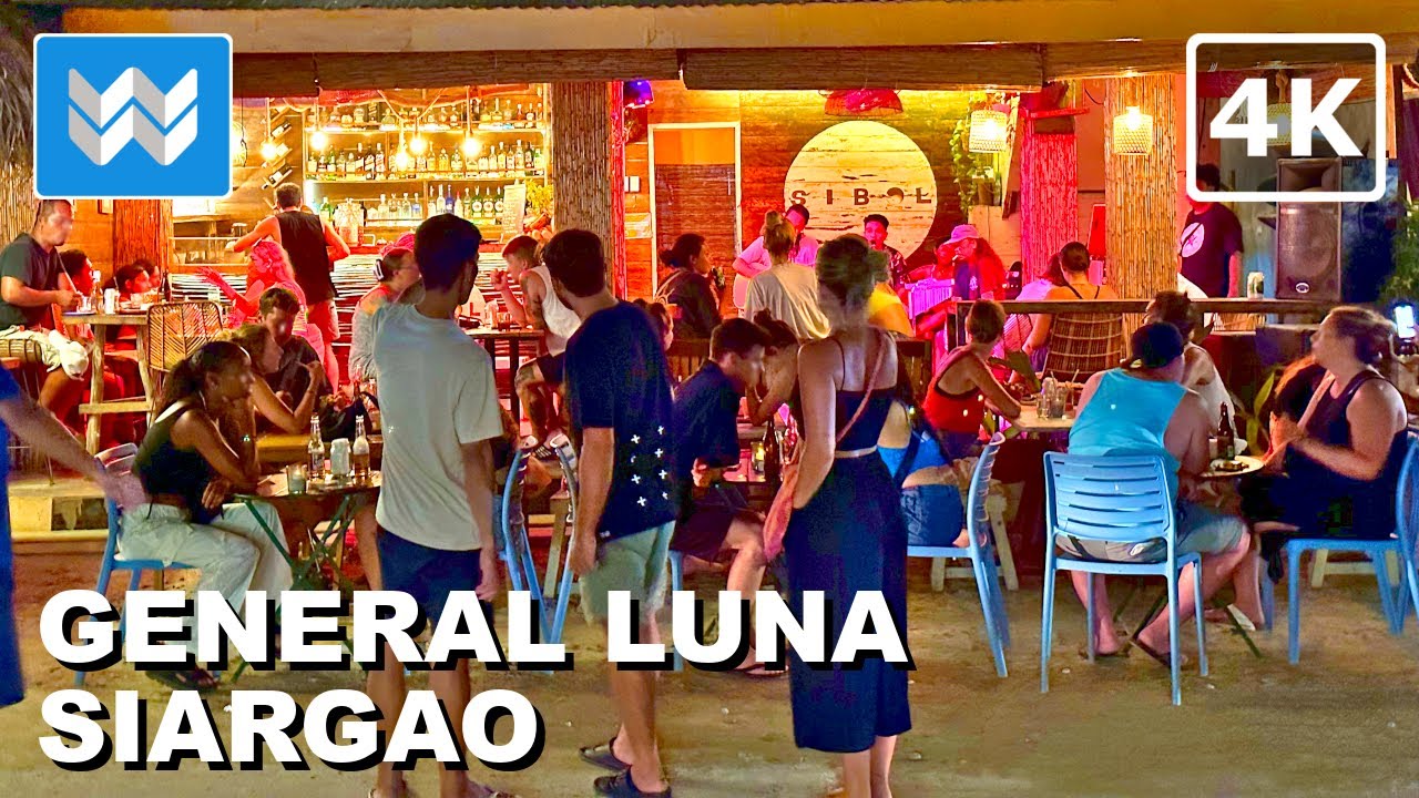 [4K] Nightlife at General Luna in Siargao Island Philippines 🇵🇭 Tourism Road Motorcycle Ride Tour