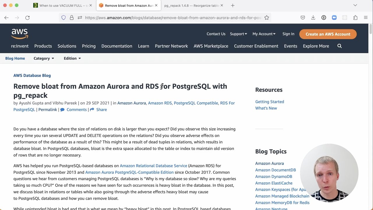5mins of Postgres E54: The alternative to VACUUM FULL: How to run pg_repack on Amazon RDS and Aurora