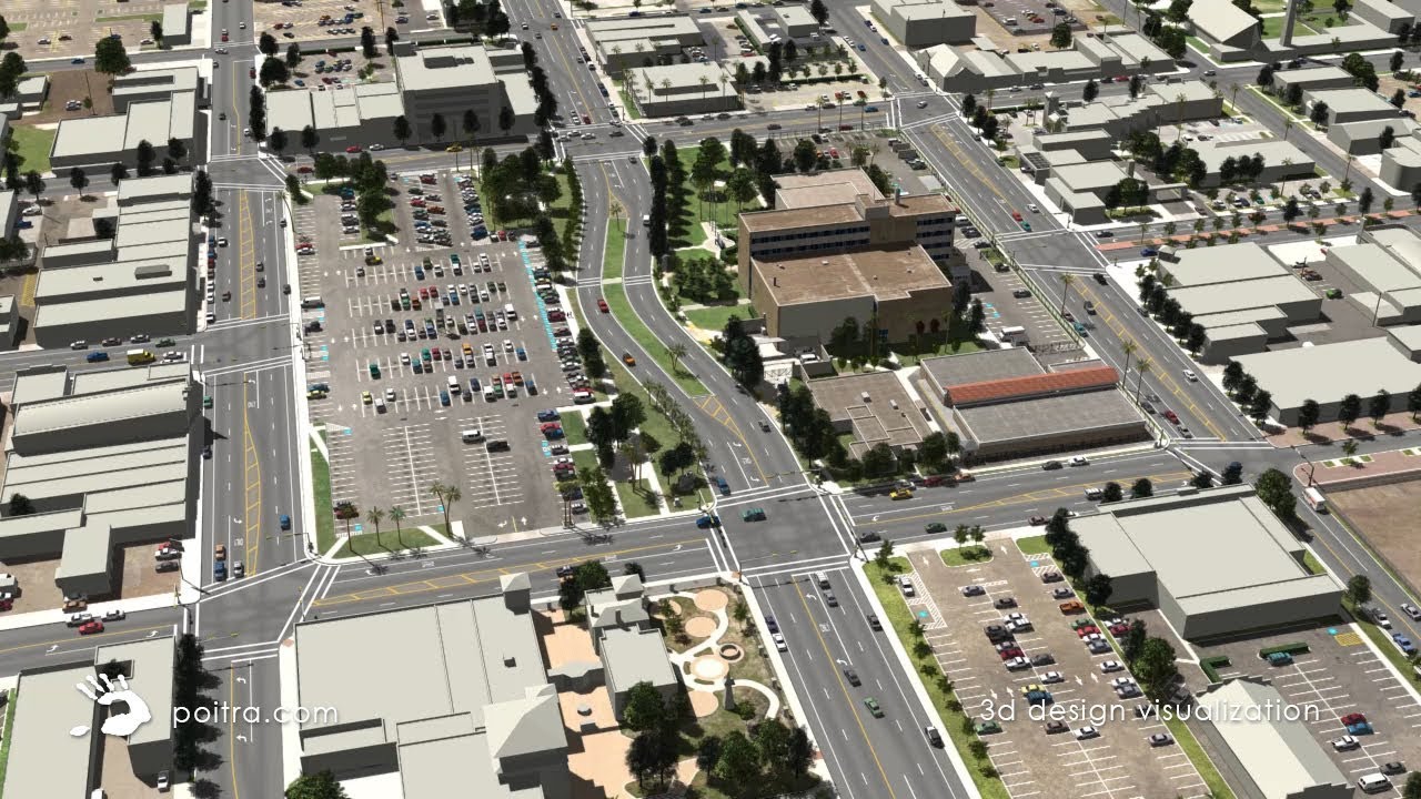 3D Flyover Animation of Existing Street Configuration (Hidalgo County Courthouse) - POITRA Visual