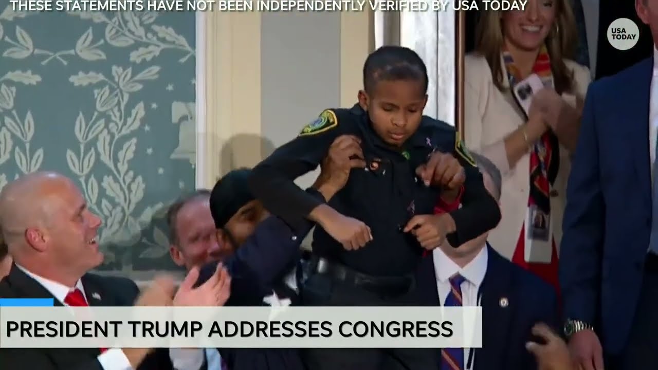 Dressed as policeman, Devarjaye ‘DJ’ Daniel, 12-year-old with cancer, deputized during Trump speech