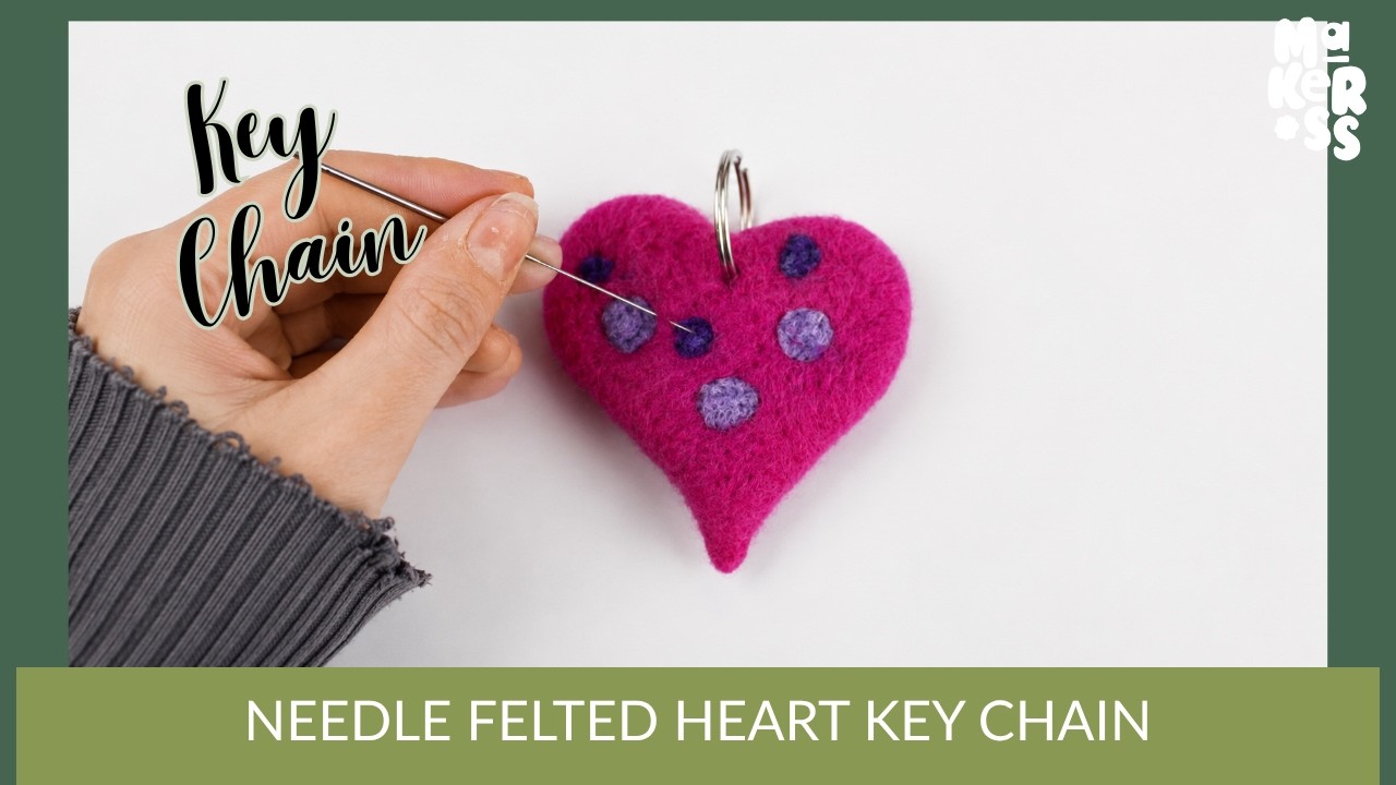 Needle Felted Heart Key Chain