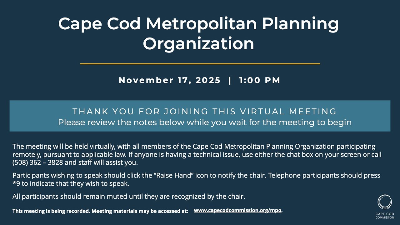 Cape Cod Metropolitan Planning Organization Meeting, 11/17/2025