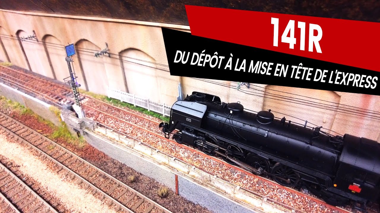 Modélisme Ferroviaire 👉 Sortie du dépôt de la 141R et mise en tête de l'express