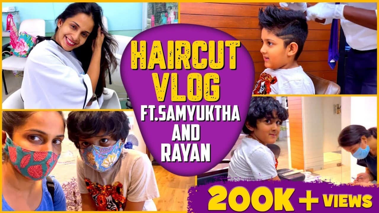 Haircut vlog 💇‍♂️👩 ft. Samyuktha & Rayan | Hair grooming after Lockdown 2.0 | Samyuktha Shan