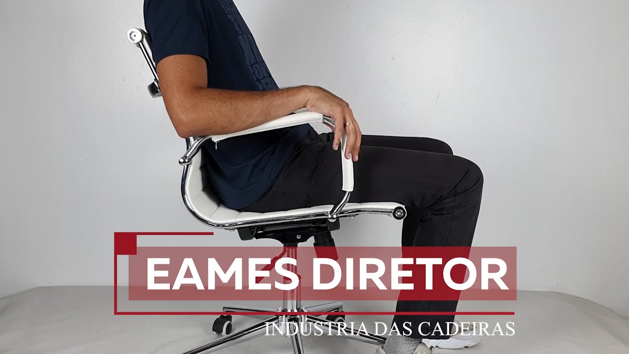 Eames – Cadeira Diretor Base Giratória Cromada - Branca – Indústria das Cadeiras
