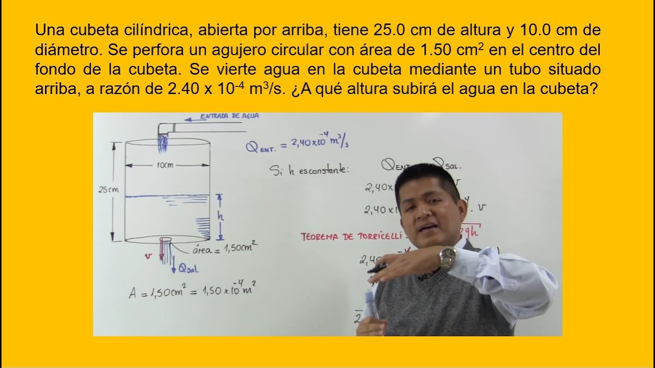 Problema sobre caudal y Teorema de Torricelli (Dinámica de fluidos - Torricelli's theorem - flow)