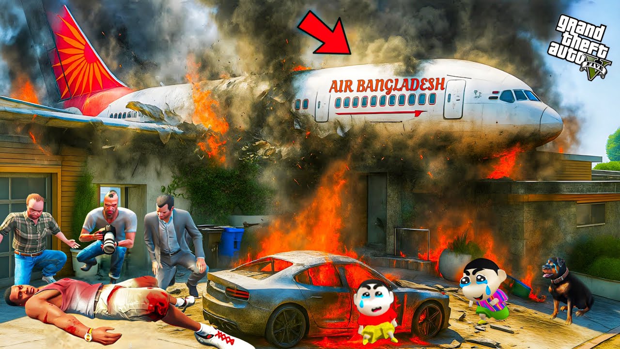 GTA 5 Air Plane Crash On Franklin And Shinchan House in GTA 5! Bangla Gameplay