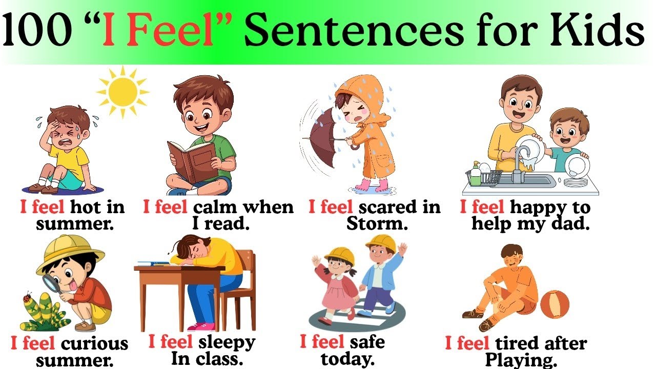 100 предложений на английском языке с фразой «Я чувствую» для детей | Простой разговорный английский