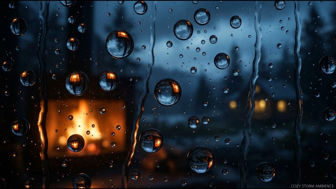 Heavy Rain on Window at Midnight 🌧️ Cozy Thunderstorm for Deep Sleep