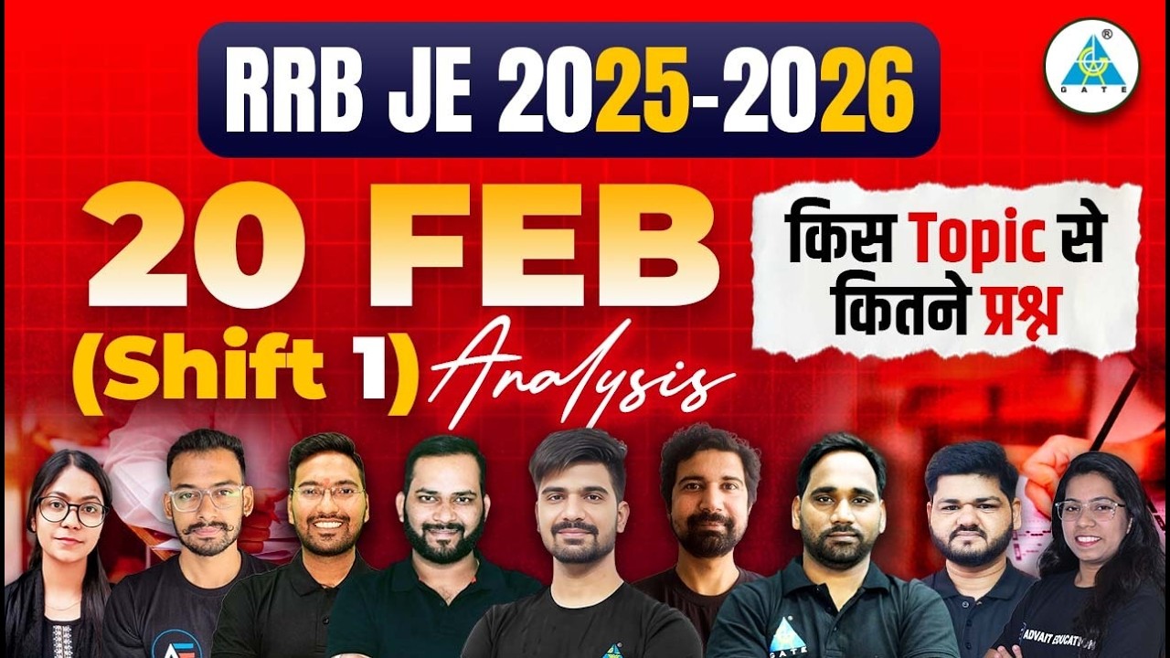 RRB JE 2025-2026 || 20 FEB (Shift 1) ||  Analysis किस Topic से कितने प्रश्न #rrbje2026