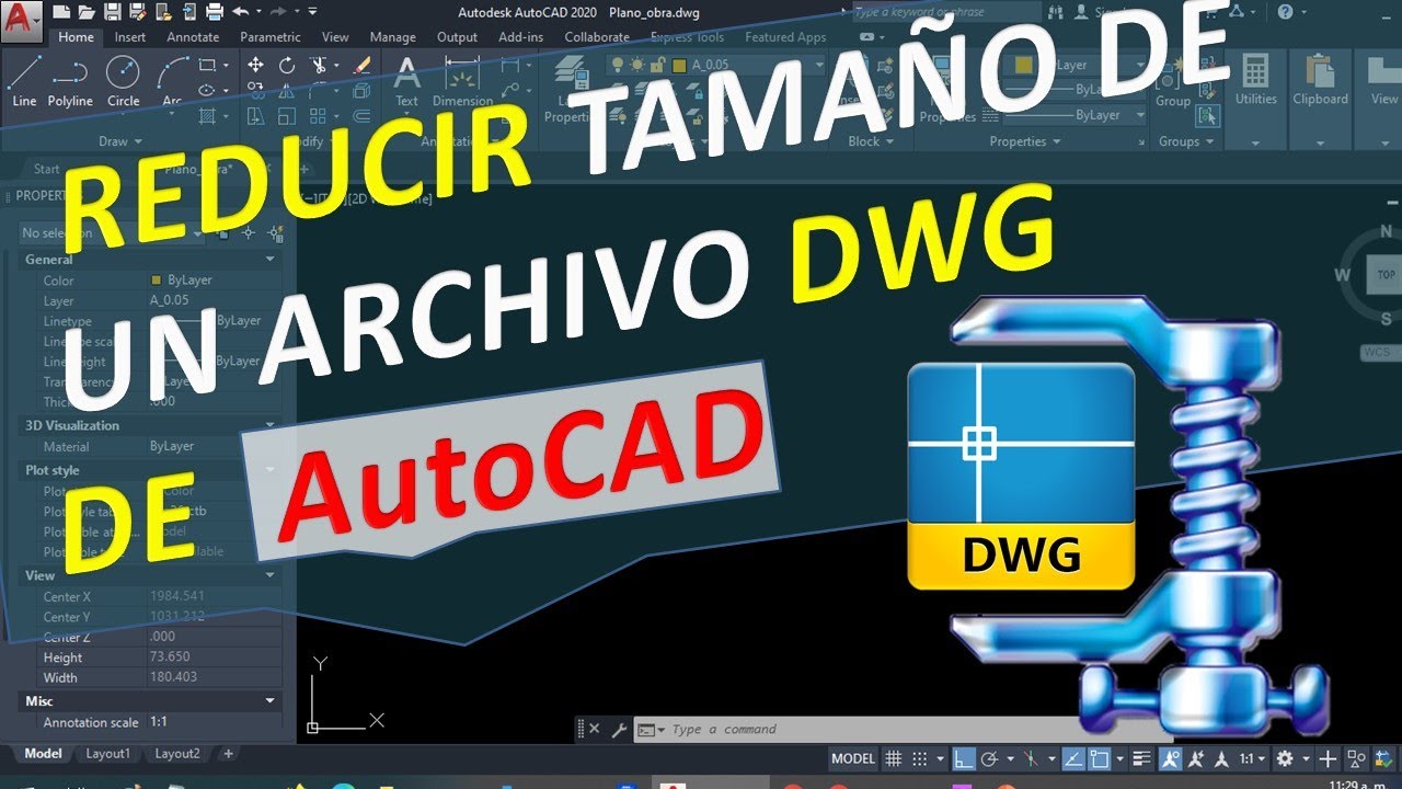 Disminuir o bajar de peso a DWG o archivo de AutoCAD, reducir tamaño de archivos pesados, aligerar