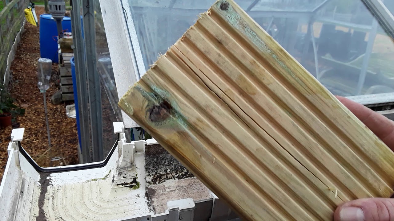 Fitting Guttering To The Greenhouse To Collect The Valuable Rain Water Using Recycled Materials(312)