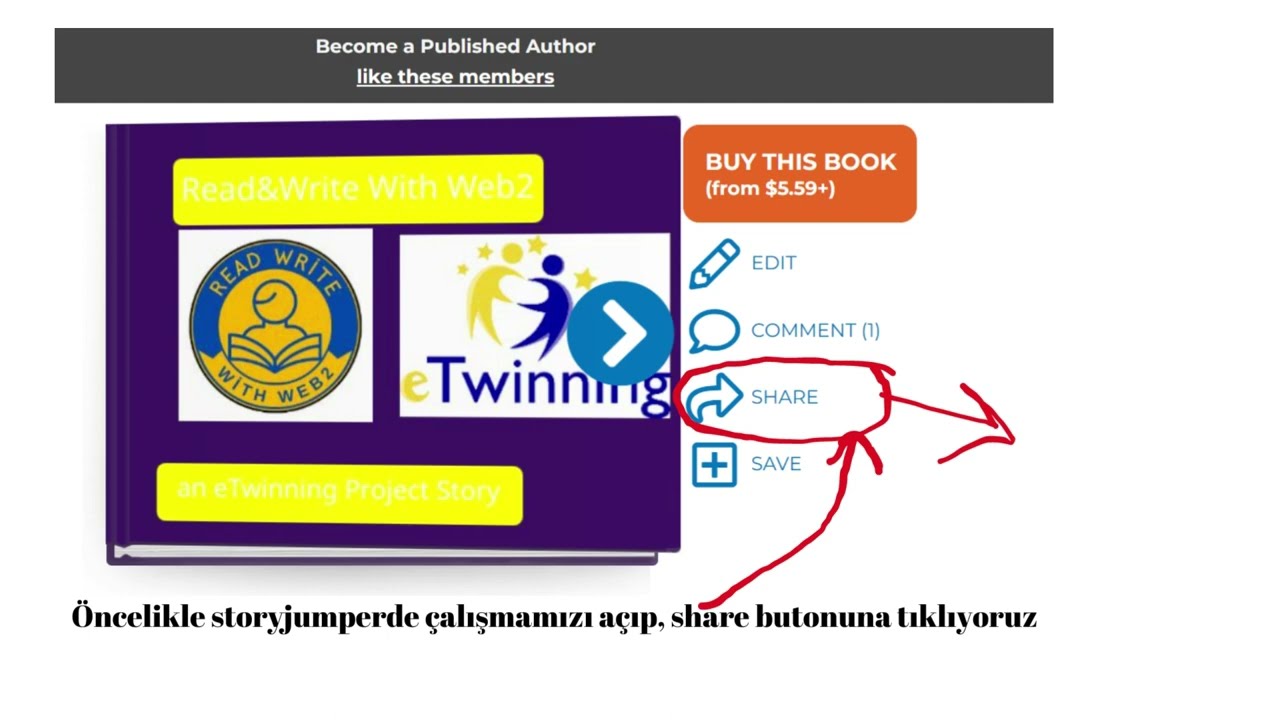 Storyjumper ile hazırlanan bir çalışmayı Esep Platformuna gömmek
