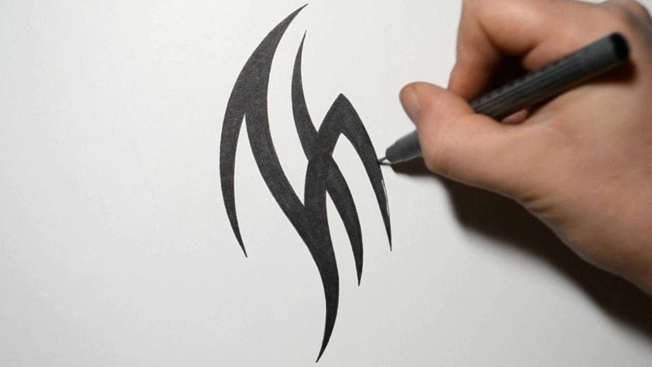 How to Draw a Simple Tribal Tattoo Design - REAL TIME DRAWING