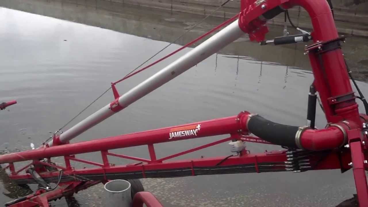 Setting Jamesway manure pump into lagoon