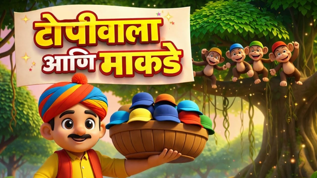 Topiwala Aani Makde | टोपीवाला आणि माकडे | Topi Wale Chi Goshta | Marathi Moral Kids Story