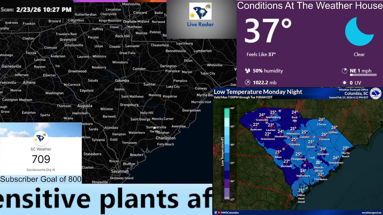 Forecast and Radar For 02/23/2026 for South Carolina