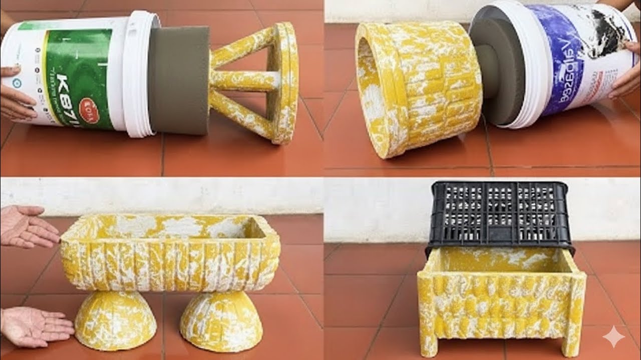 Unique Handmade Cement Pot | Recycling Plastic Bottles into Garden Decor