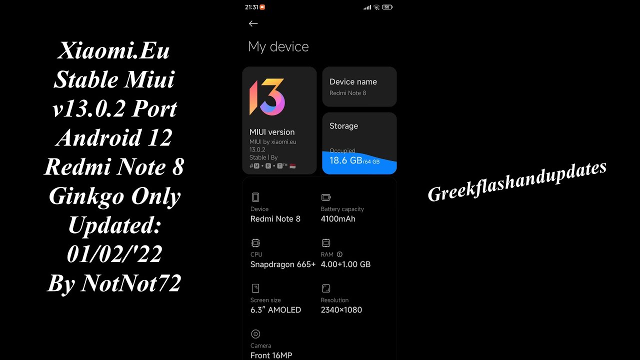 Xiaomi.Eu Stable Miui v13.0.2 Port Android 12 Redmi Note 8 Ginkgo Only ( none available anymore)