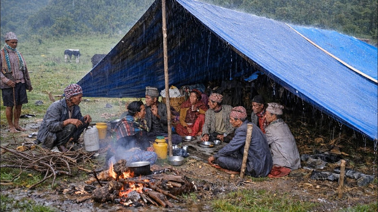 Nepali Very remote mountain Routine village Lifestyle .During heavy in the rainy time winter time.