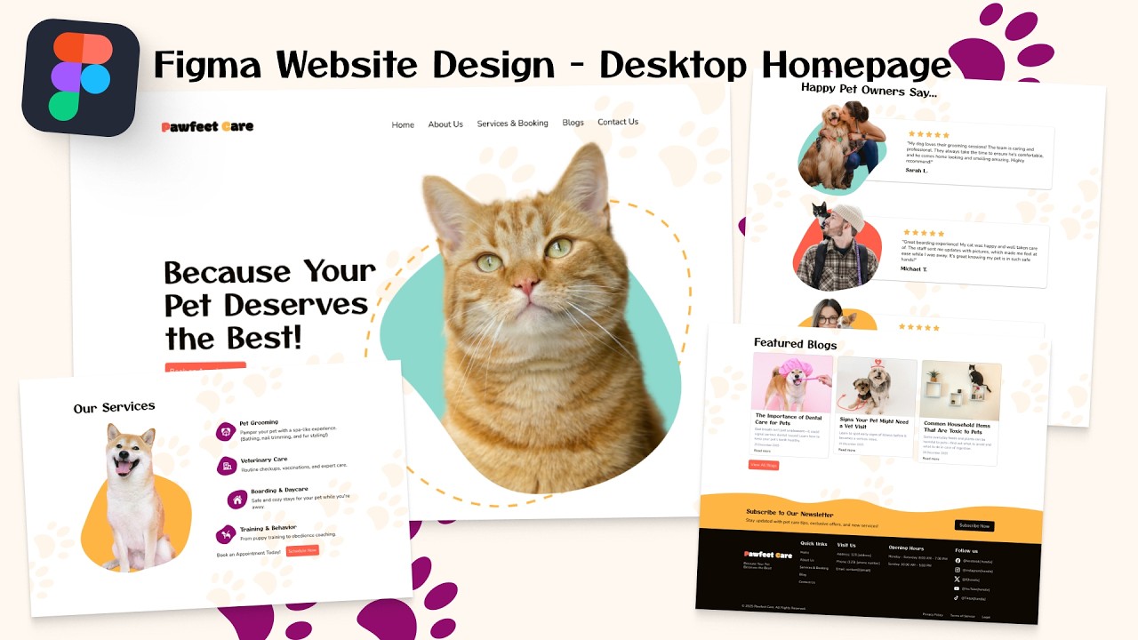 Figma Complete Pet Care Website UI/UX Design Course | Part 2: Desktop Layout Homepage