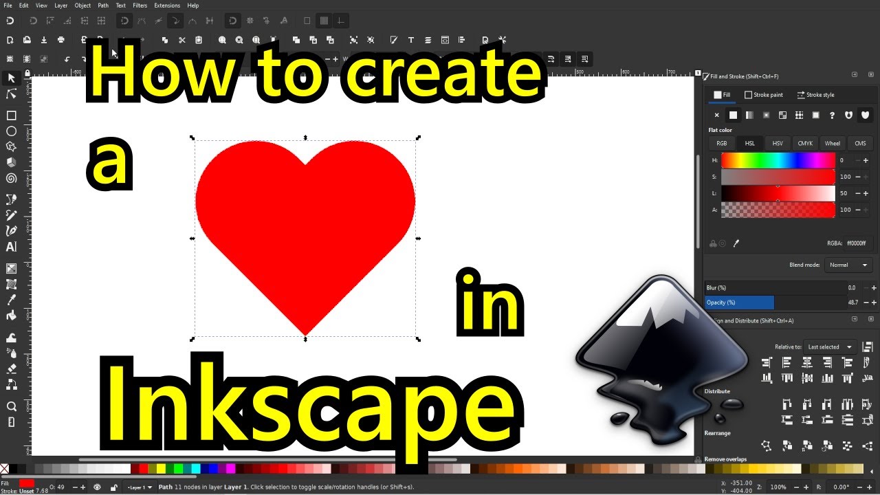 How to create a heart in Inkscape