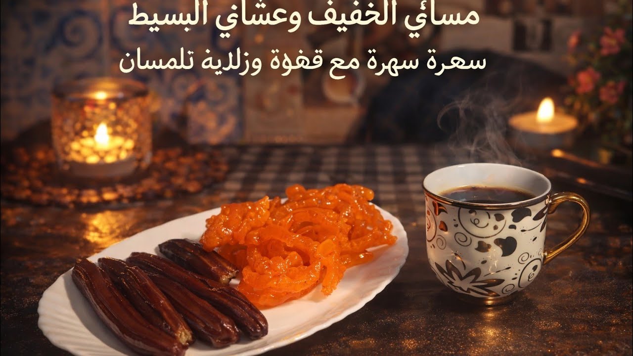 سهرة رايقة 🤍 مسائي الجميل مع قهوة وزلابية تلمسانية