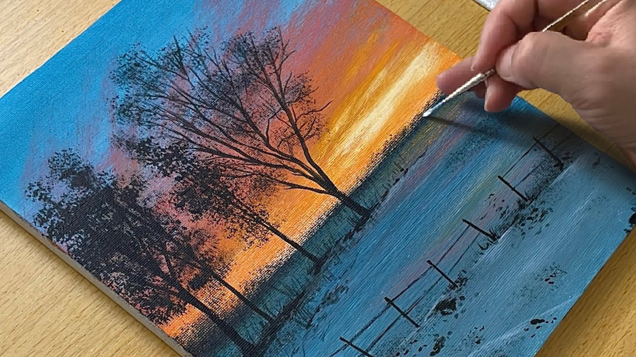 You Won&rsquo;t Believe How Simple This Sunset Winter Painting Is!