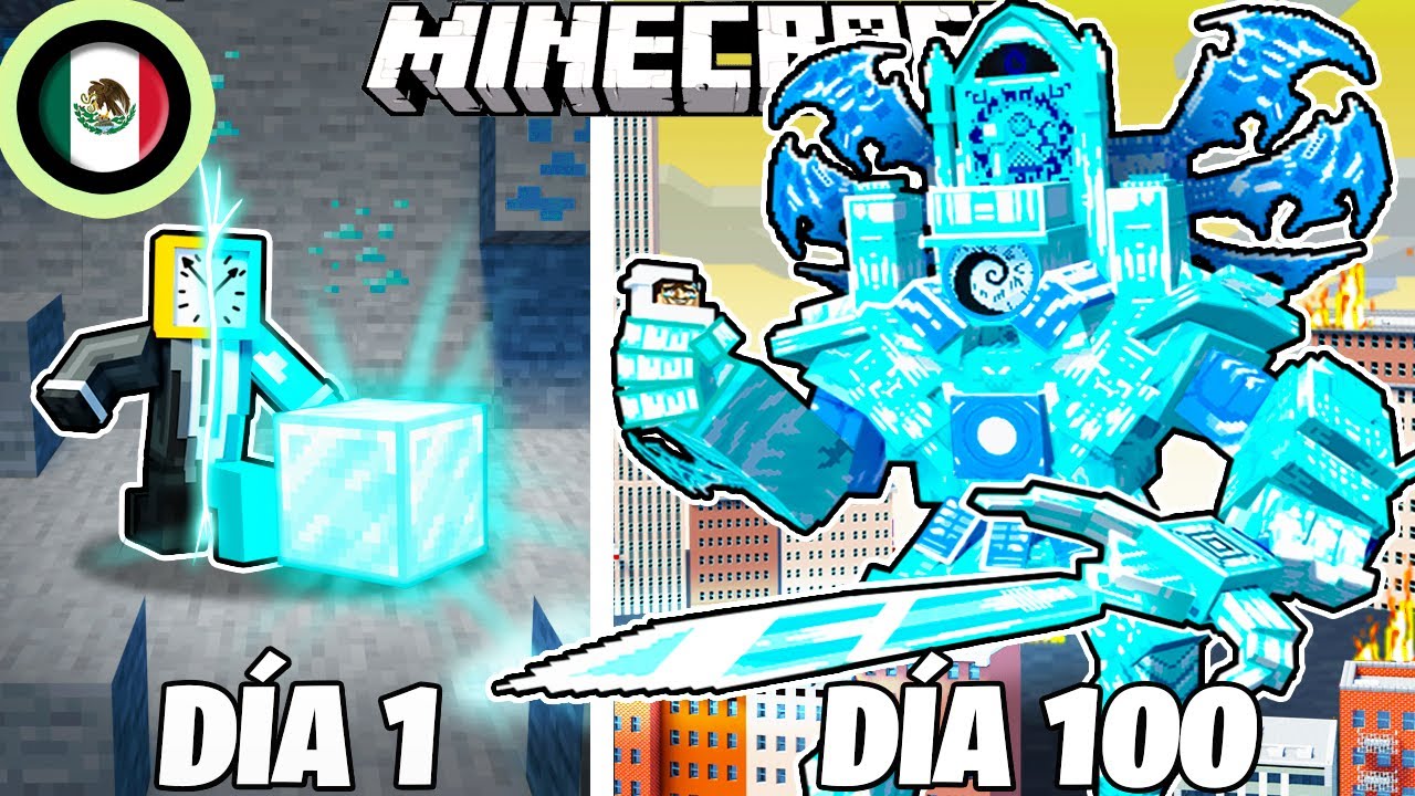 ¡Sobreviví 100 DÍAS como un CLOCKMAN DIAMANTE en Minecraft HARDCORE!