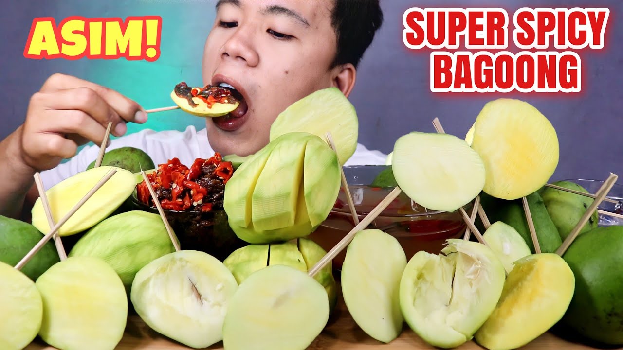 MANGGANG HILAW WITH SUPER SPICY BAGOONG | Green Mango | Pinoy Mukbang | Mukbang Philippines | Asmr
