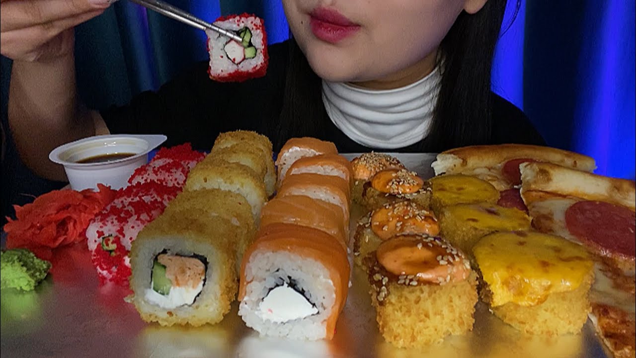 ASMR СУШИ РОЛЛЫ 🍣 ПИЦЦА 🍕SUSHI ROLLS PIZZA