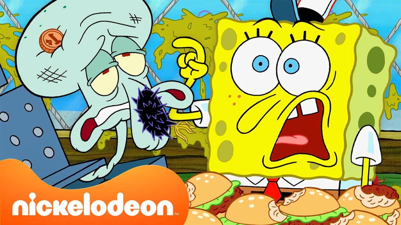 Bob Esponja | 3 horas de caos no Siri Cascudo! 🍔 | Nickelodeon em Português