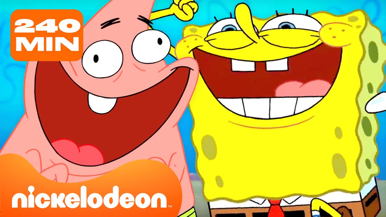 Bob Esponja | Os momentos mais felizes do SpongeBob! 🤗 | 4 horas | Nickelodeon em Português