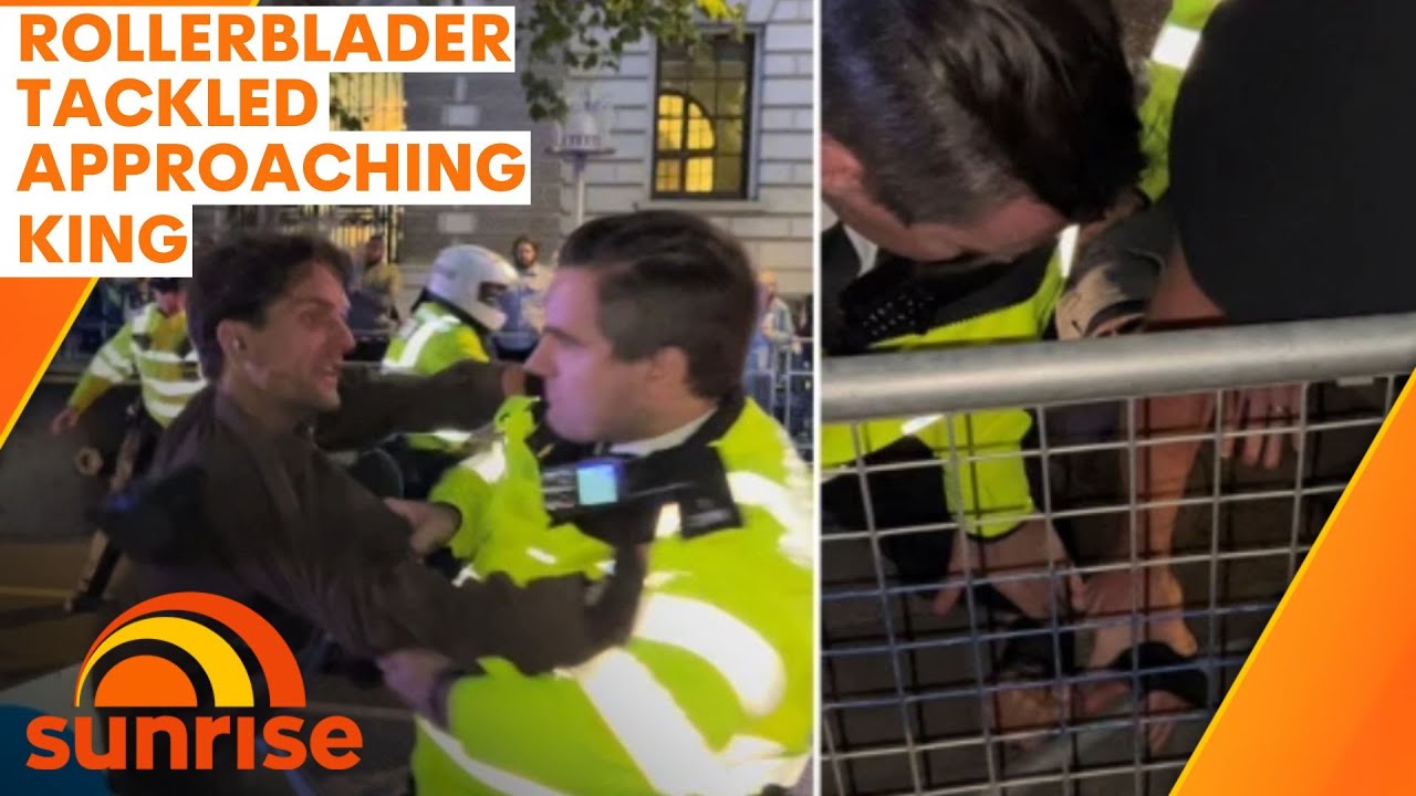 Rollerblader nearly crashed into King Charles' car, tackled by police | Sunrise Royal News