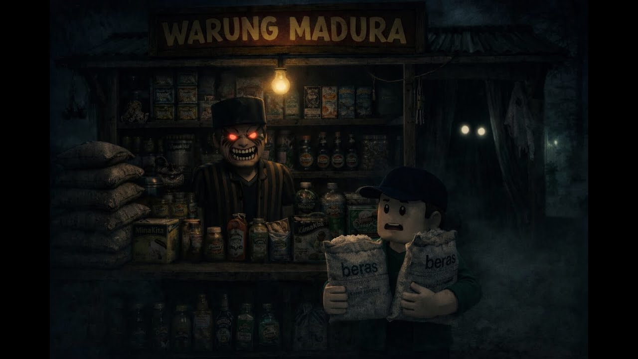 AKU BEKERJA DI SEBUAH WARUNG DI TENGAH MALAM YANG SUNYII DAN GELAP