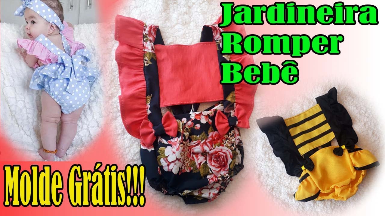 Como Fazer Jardineira Romper  Para Bebê Molde Grátis!