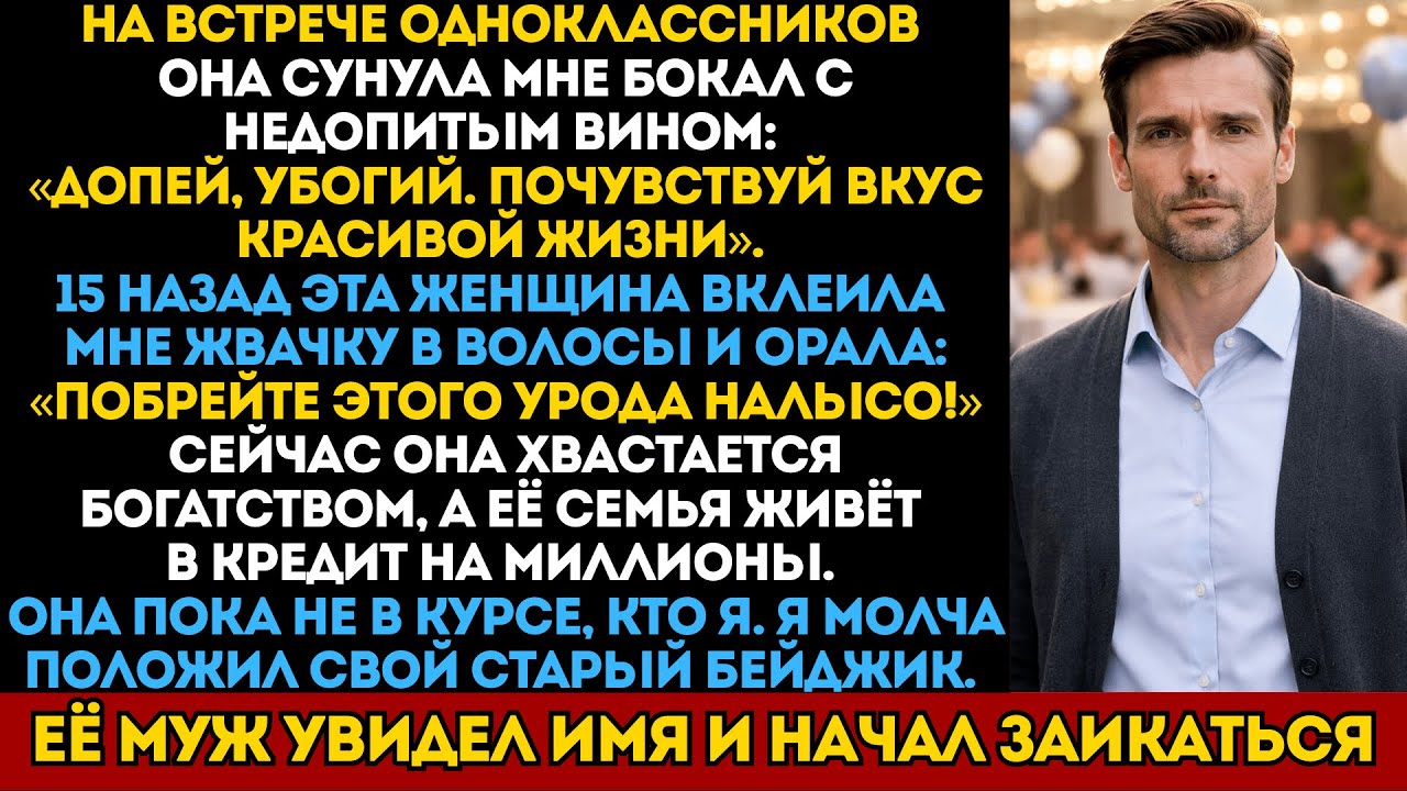 «Допей, убогий» — сказала одноклассница на встрече выпускников. Муж шептал ей: «Замолчи»