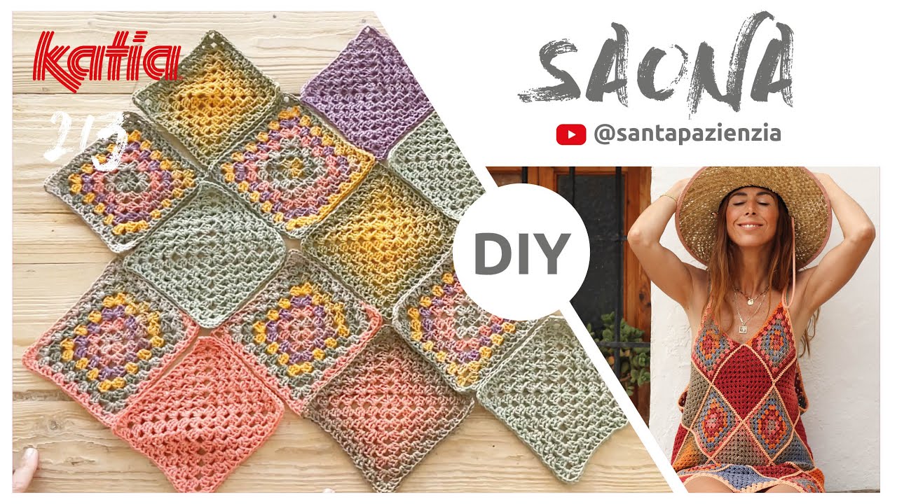 2/3 | Reto 2023 Katia & Santa Pazienzia ☀️ Cómo unir los granny squares del vestido Saona