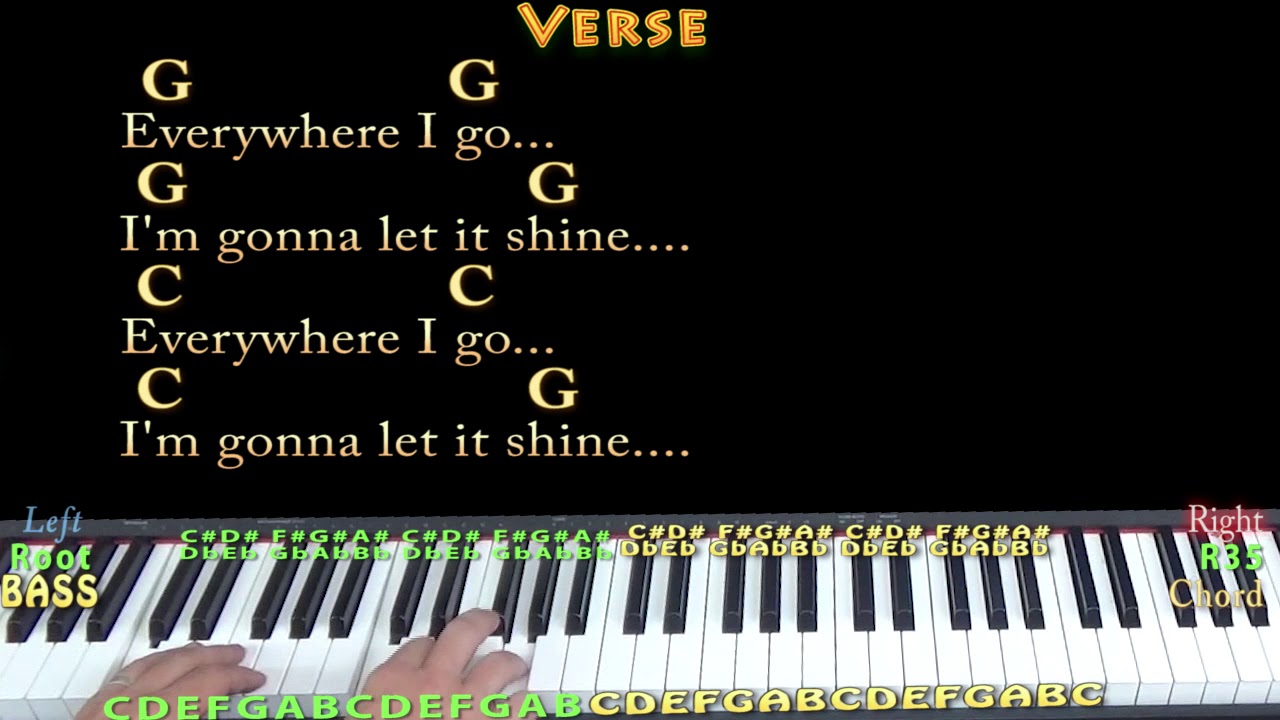 This Little Light of Mine (Spiritual) Piano Cover Lesson in G with Chords/Lyrics